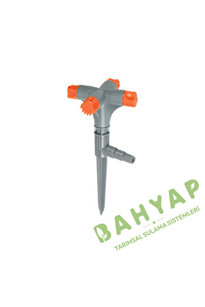Bahyap Kazıklı 4lü Sprink Bahçe Çim Sulama Fıskiyesi (Kısa Nozul)