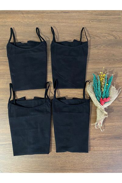 ParisTrend Women's 4-Piece Lycra Combed Cotton Undershirt with Rope Straps
