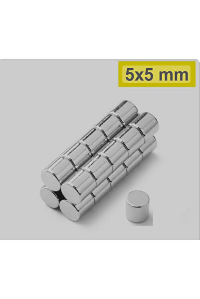 100 Adet 5x5mm - Çap 5mm X Kalınlık 5mm Neodyum Mıknatıs