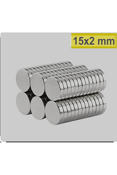 - 50 Adet 15x2mm - Çap 15mm X Kalınlık 2mm Neodymium Magnet