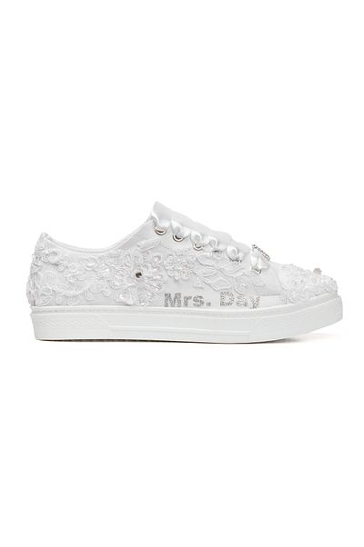 Ayakkabı Tutkusu Stilo ® Sports Bridal Shoes White Embroidered Handmade Comfortable Flat Sole