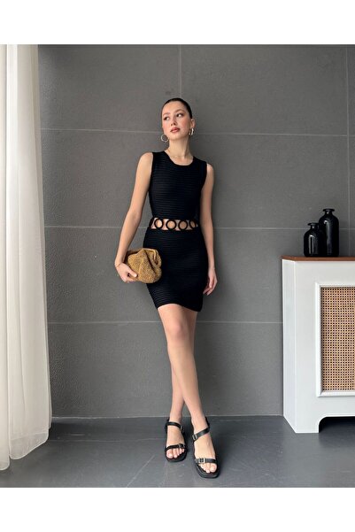 ANBLYs COLLECTION BİSİKLET YAKA BEL DEKOLTELİ KISA ELBİSE