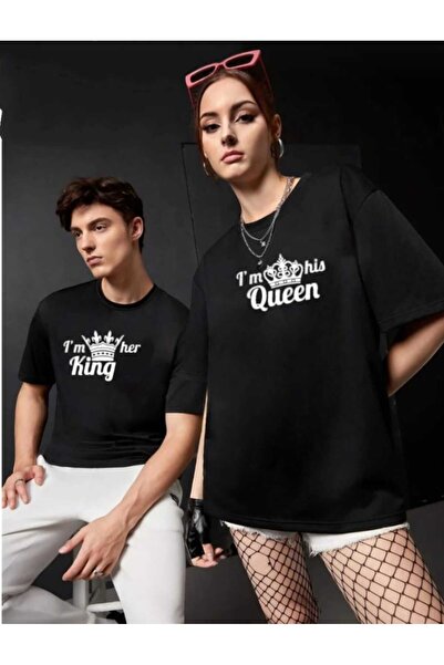 PERISENSE Unisex Femei Bărbați King Queen 1 Imprimat Lover Couple Combinație ...