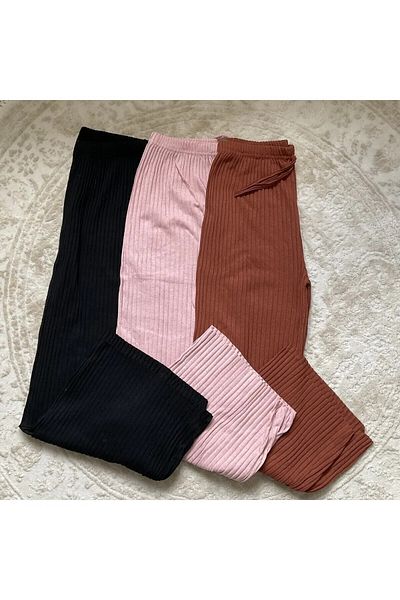 Sashaa Collection Pachet de 3 pantaloni și pantaloni de trening pentru femei, negru - roz - gresie