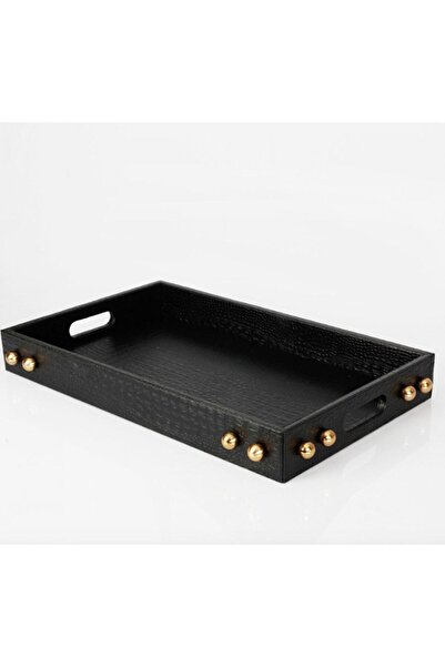 MIARIK DESIGN & DEKORASYON Hermes Dekoratif Deri Tepsi Desenli