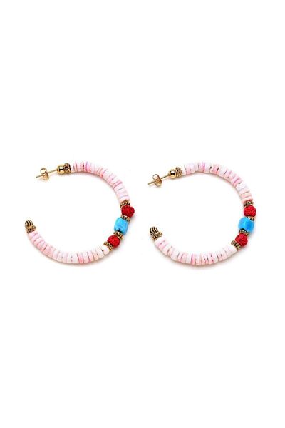 Mon Reve Ajubu Pink Hoop Pierced Earrings