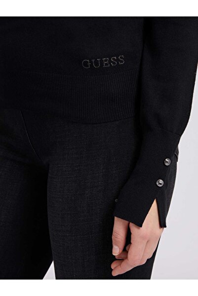 Guess Women's V-Neck Sweater-Black