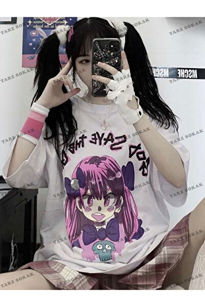 Adrift Y2K Unisex Harajuka Anime Ρετρό Μπλουζάκι Kawai Kuromi Κωδικός Rertr T...