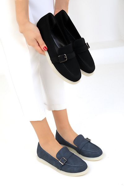 SOHO Navy Blue Women's Loafer Shoes 19053