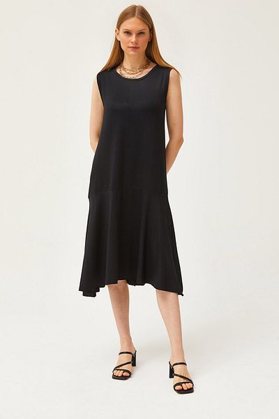 Olalook Damen-Strickkleid mit schwarzem Rock und Kristallen, ELB-19002106