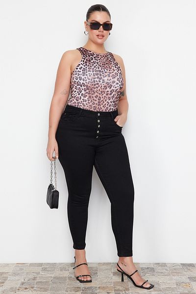 Trendyol Curve Μαύρο Skinny τζιν με ψηλή μέση μπροστά TBBSS22JE0373