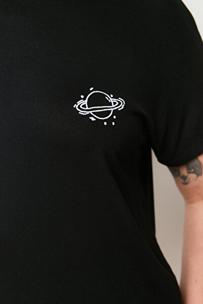 Trendyol Curve Μαύρο εμπριμέ Πλεκτό Σετ Πιτζάμες TBBSS24AI00051