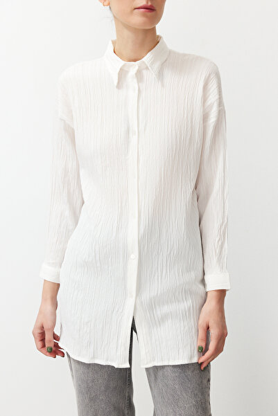 Edit by Trendyol Ecru Linen Look Regular Woven Shirt TEDSS24GO00004