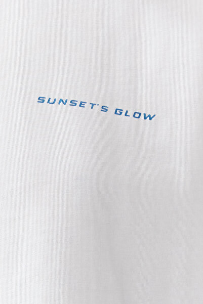 Trendyol Collection Λευκό Premium 100% βαμβακερό εμπριμέ Πλεκτό μπλουζάκι με χαλαρή/άνετη εφαρμογή TWOSS24TS00172