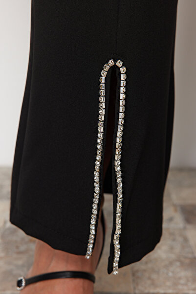 Trendyol Curve Spodnie Finike Woven Fabric Black Stone - TBBSS23AR00037