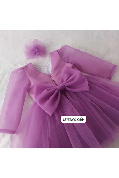 esmacamoda DARK LILA TOWEL SLEEVE MODEL GIRL'S DRESS