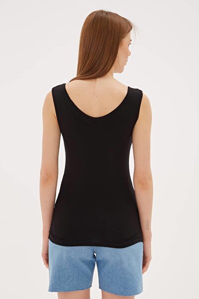 Fashion Friends Μπροστινό και πίσω μέρος με λαιμόκοψη σε σχήμα V Μαύρο / Μαύρο