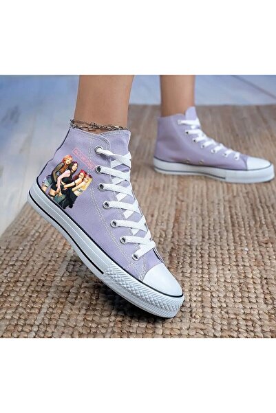 LEVENT ÖZCAN Black Pink Baskılı Lila Bilekli Spor Ayakkabı Çocuk Sneaker Blac...