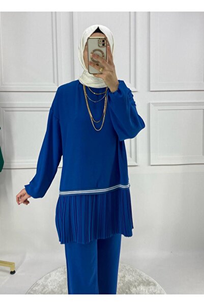 PIRLANTA GİYİM Kadın Mavi Piliseli Takın - 321