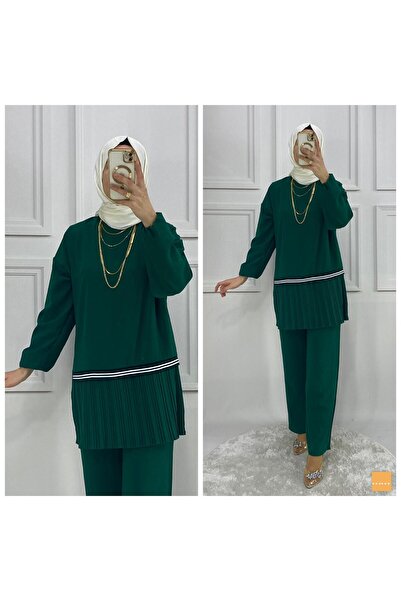 PIRLANTA GİYİM Kadın Yeşil Piliseli Takım - 321