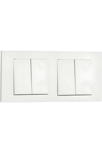 ga gözde aydınlatma OVİVO GRANO WHITE DOUBLE SET COMMUTATOR (DOUBLE SWITCH)+COMMUTATOR (DOUBLE SWITCH) +DOUBLE FRAME