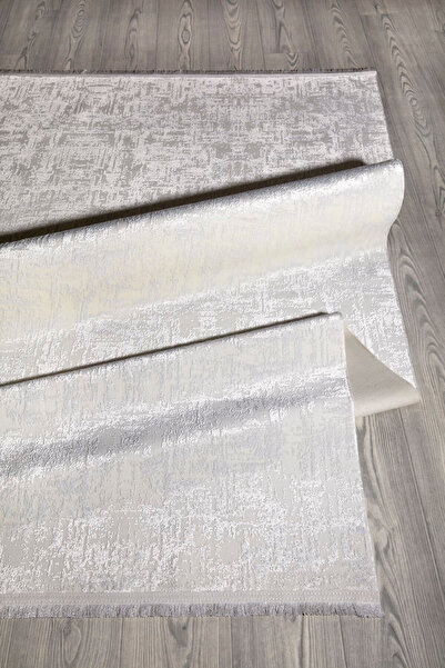 SULTAN HALI Beyaz Renkli Parlak Altı Kaymaz Ince Makinede Yıkanabilir Halı