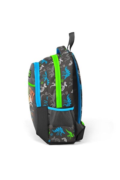 Coral High Kids Gray Dinosaur Patterned Three Compartment School Backpack 23482
