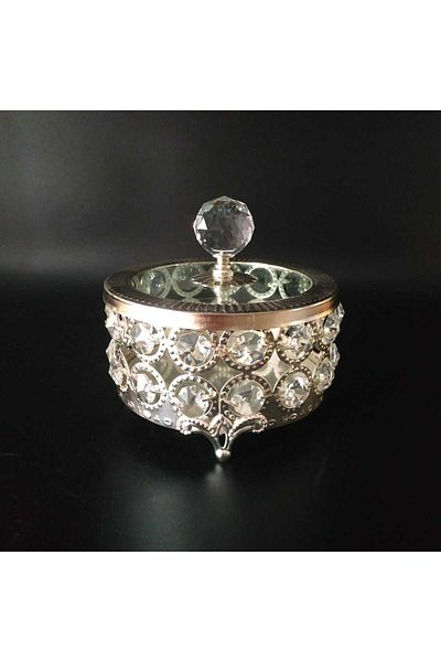 HİLALKRİSTAL Silver Luxury Sugar Bowl