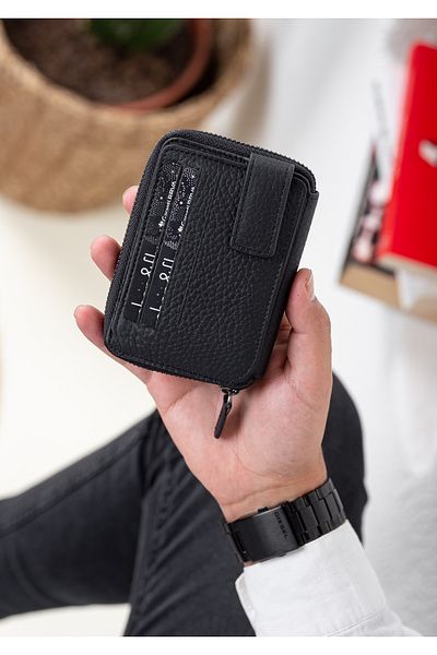 Niki Leather Унисекс портфейл с цип от кожа Arya Vintage