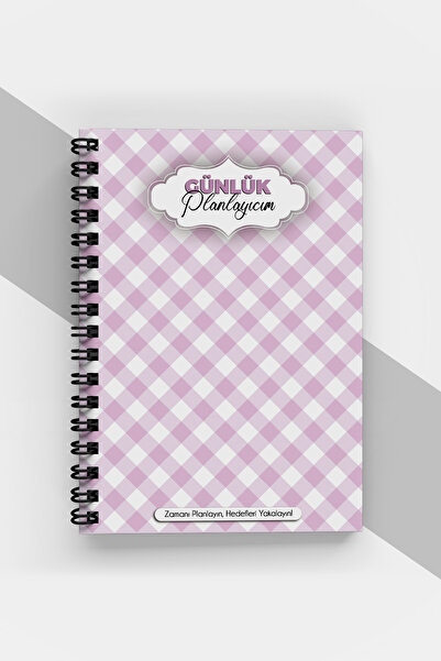 markcat دفتر ملاحظات مخطط يومي من Gingham - 90 ورقة - جدول أعمال غير مؤرخ (A5)