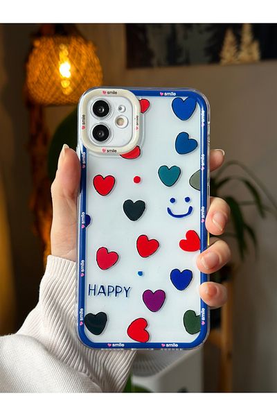 Go Aksesuar حافظة شفافة مطبوعة بطباعة HAPPY متوافقة مع هاتف iPhone 11