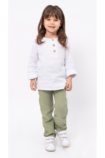 Bubito Unisex Baby Kids 100% Cotton Muslin Lower Top Pajama Set-Green