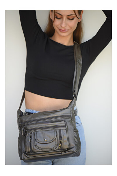 JARA Bag Pera Orijinal Yumuşak Yıkama Deri Çok Gözlü Çapraz Çanta