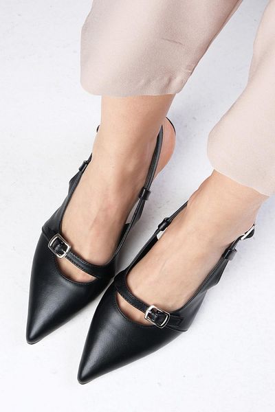 Mio Gusto Kristin schwarze Damenschuhe mit niedrigem Absatz