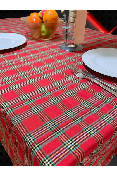 Enoteks Table Cloth Scottish Tartan Modern and TraditionalRed (160x170 cm)