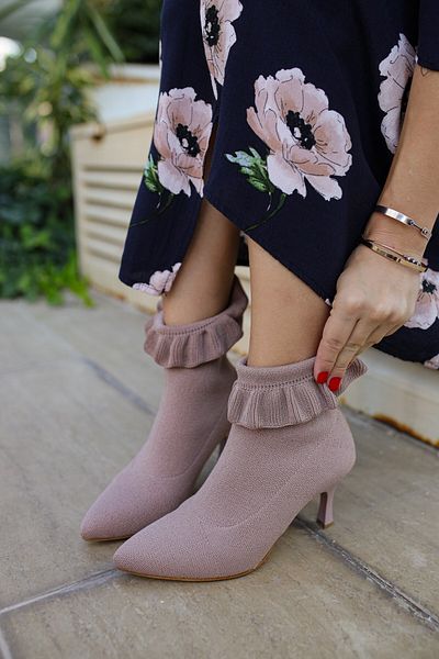 SHOEMARK Aria Knitwear Dried Rose Heeled Women's Boots