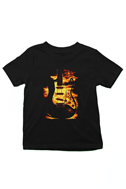 Darkhane Black Unisex Kids T-Shirt - Design Electric Guitar T-Shirt