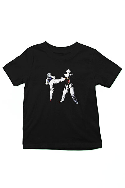 Darkhane تي شيرت أطفال تيكوندو أسود - تي شيرت للجنسين