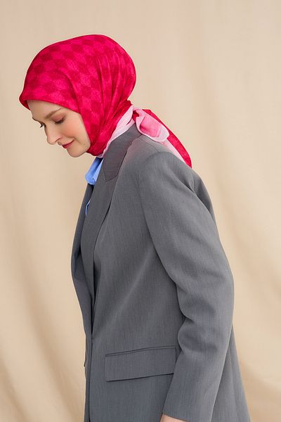 Modakaşmir Mk Dama Βαμβακερό Φουλάρι Φούξια