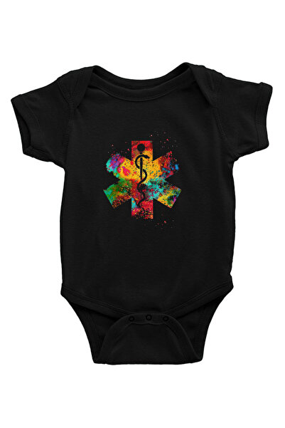 Darkhane Unisex black Asclepius God of Medicine baby body - Zıbın