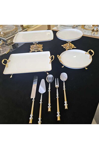 BULUTHOMEAKSESUAR طقم عرض مكون من 5 قطع بأرجل منسوجة مع وعاء للخدمة