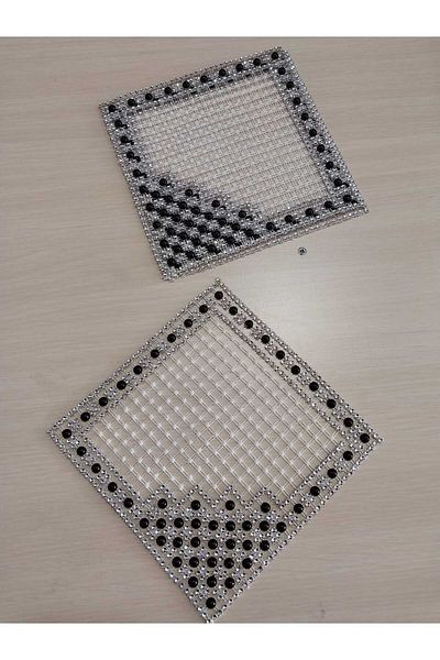 Papatyam 6 Pieces Beaded Pulley Handwork Square Showcase Salon Set/Handcrafted 6 Pieces/Handmade/Napkin Lace