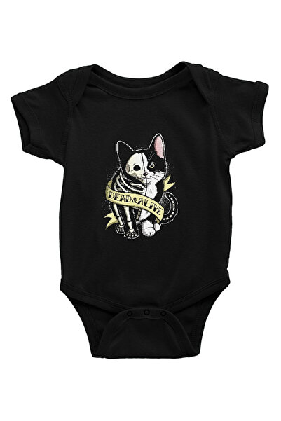 Darkhane Schrödinger's Cat Alive Dead Black Unisex Baby Bodysuit - Zıbın