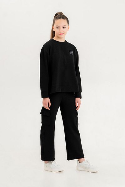 Black One Σετ φόρμας για κορίτσια με λαιμόκοψη με λεπτομέρεια Cargo Pocket