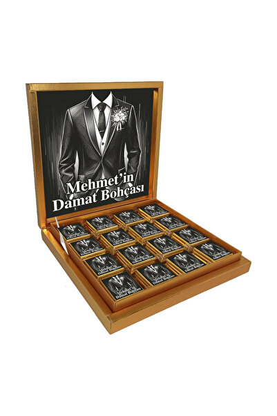 Blackeye Chocolate Kişiye Özel İsimli Damat Bohçası Çikolatası - 32 Adet Madl...