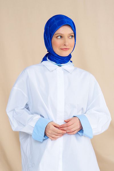 Modakaşmir Mk Baklava Βαμβακερό Φουλάρι Saks Blue
