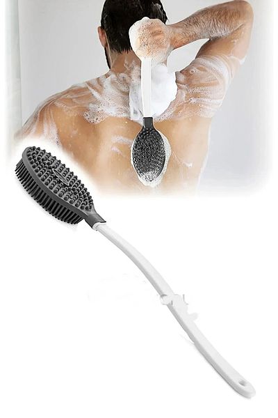 ALBAK Life 2 PCS Silicone Massage Long Handle Body And Massage Brush Bath Back Scrub Handle Soft Brush