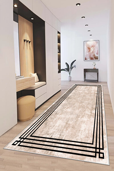 df home Kesme Yolluk Koridor Hol Antre Giriş Halısı Dijital Baskı Yıkanabilir...