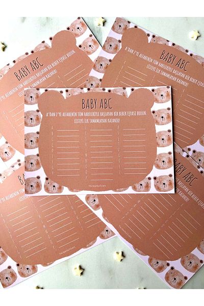 The Istanbul Event 5-Piece Baby Shower Teddy Bear Concept Game and Entertainment Question Cards Set - Baby Goods Puzzle