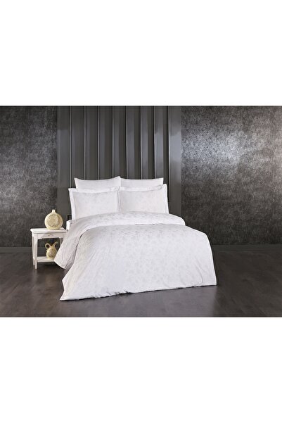 Finezza Set de lenjerie de pat dublu din țesătură jacquard din bambus Rita, alb, 6 piese - 1494